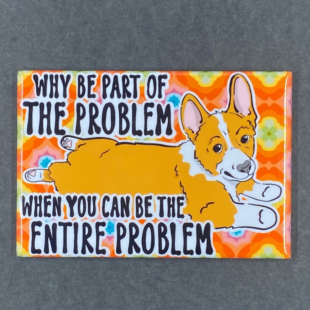 Welsh Corgi Magnet, Funny Pet Portrait Decor Gift Handmade 2x3"